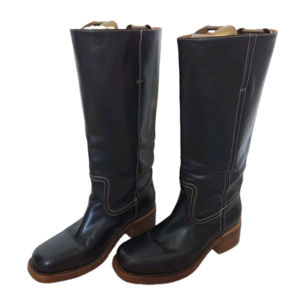 Frye Boots campus 14L Black Leather Pull-on Womens Sz 9.5 Refurbished